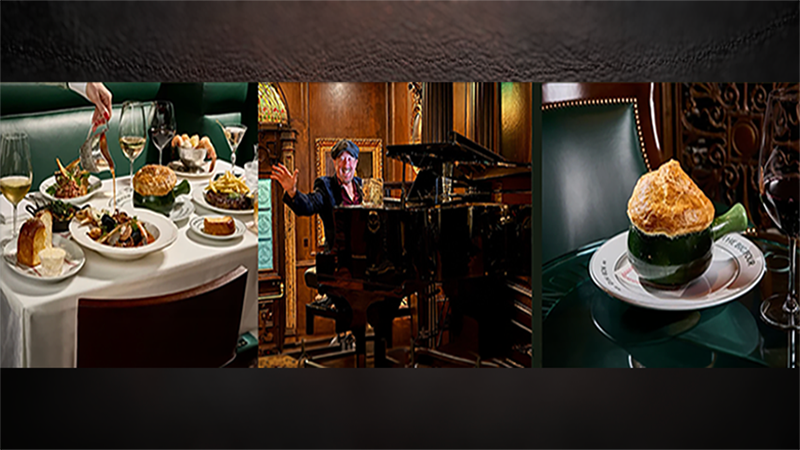 The Big Four Restaurant Food and Ron Sfarzo at the Piano